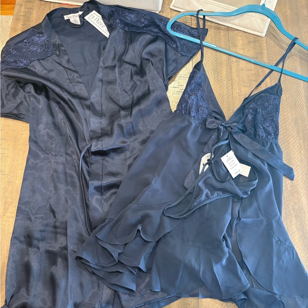 Linea Donatella Blue Satin Robe Intimates
